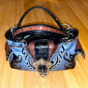 Western Handbag Gold Buckle Concealed Carry Satchel Shoulder Bag